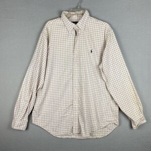 Polo Ralph Lauren Classic Fit Mens XL Pink Brown Plaid Cotton Long Sleeve Shirt